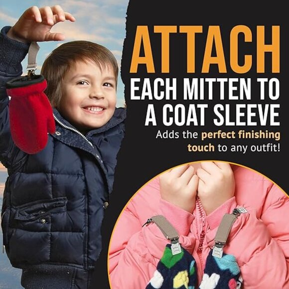 Hold’Em Mitten Glove Clips for Toddler & Kids Extra Tight Grip - Tan - Picture 2 of 6